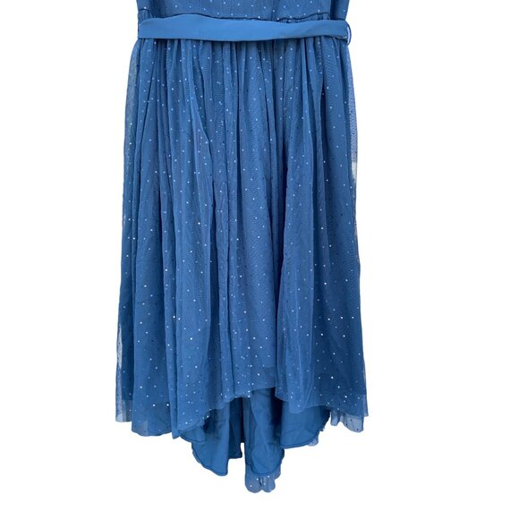 NWT Lauren Conrad Teal Blue Tulle Fit & Flare Dress Foil Dot Size 8 Snow White - Picture 4 of 14